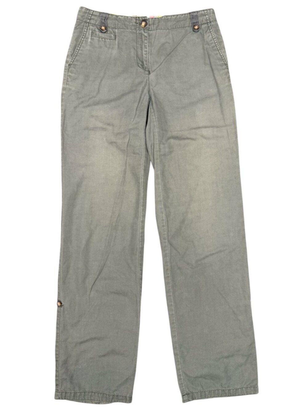 BODEN | Women's | Linen Twill Chino Pants w/Roll-Up Cuffs | Olive | Size 4 Long